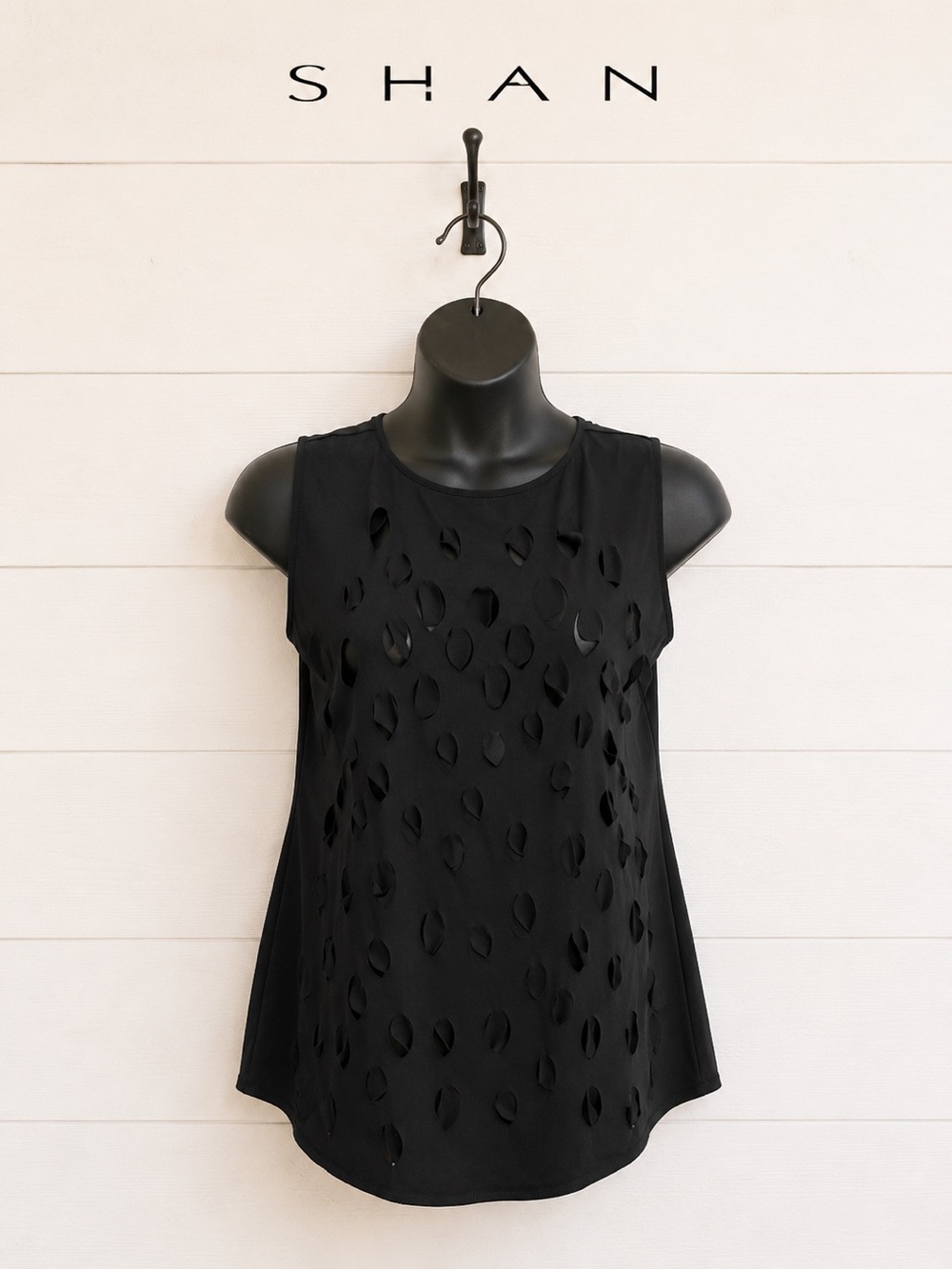 SHAN Charlie-Rose Black Cutout Swim Cover-Up Tunic Size 12